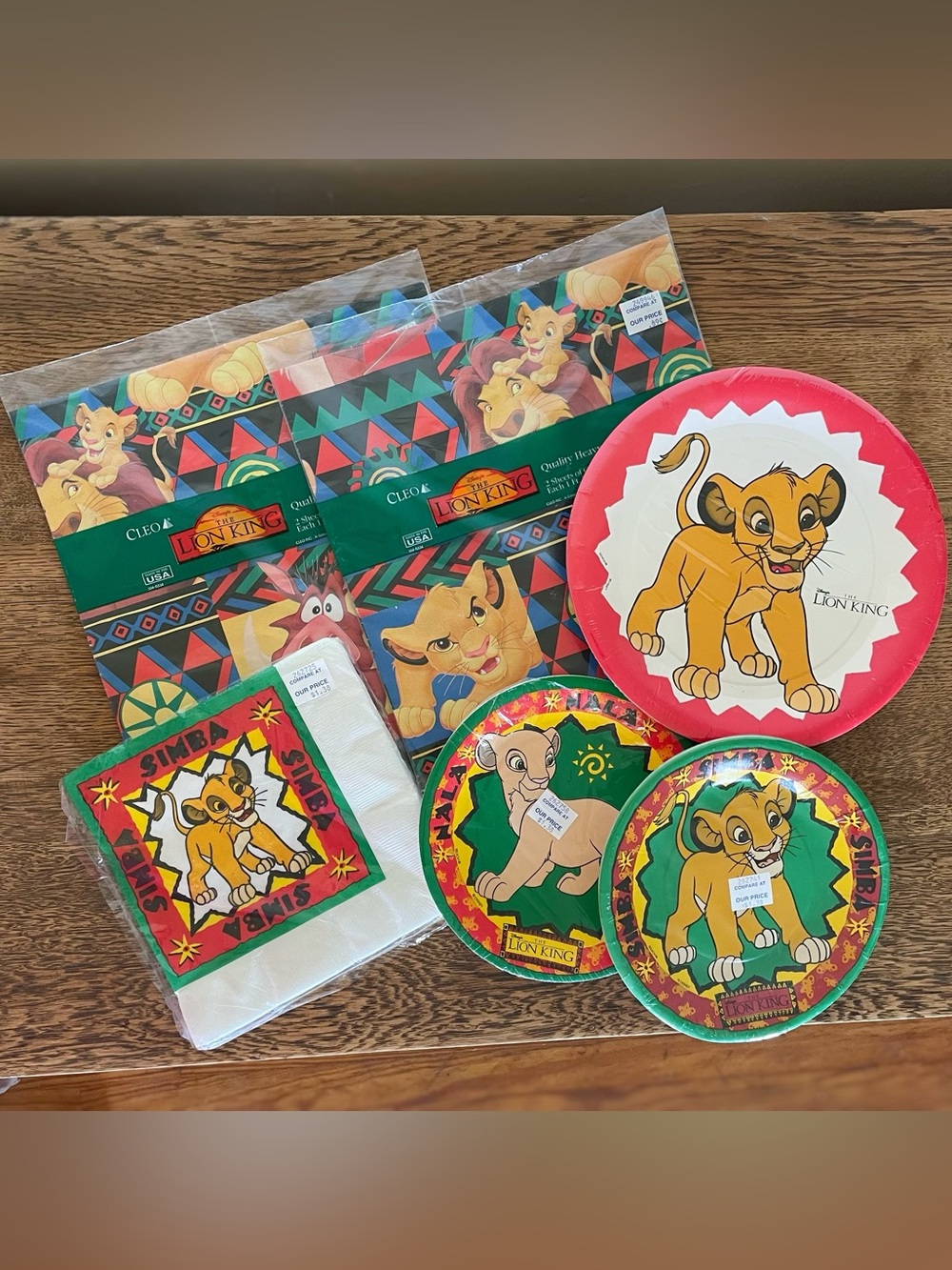 Vintage 90s Disney Lion King Party Bundle, Plates, Napkins & Wrapping Paper